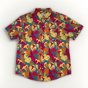 Savage Tacticians Spray & Pray Button Up Hawaiian Shirt Men’s XL Gun Palm Print